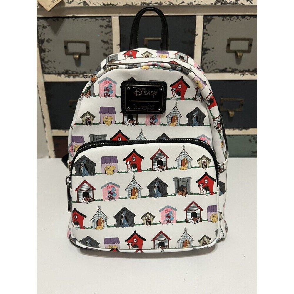 Loungefly Disney Dogs Doghouse Allover Print Mini Backpack Dodger Lady Tramp